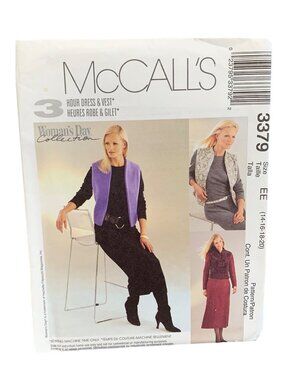 McCalls 3379 Women Dress Vest Sewing Pattern Size 14-16-18-20 Uncut